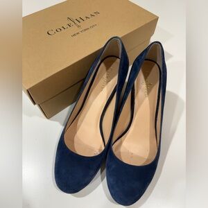 SOLD - Cole Haan Women's Dark Blue Suede Wedge Heels